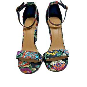 Bamboo Heels Womens Open Toe Ankle Strap Floral Shoe Size 9 us Floral